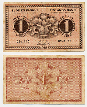 ФИНЛЯНДИЯ 1 МАРКА 1918 Pick 35 бумага 6278-40-3-2