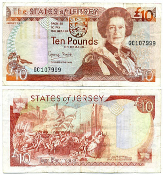 Джерси 10 фунтов 1993 ПОДПИСЬ 4 Pick 22а бумага 7218-15-2