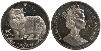 Остров Мэн 1 крона 1989 персидская кошка КМ 250медно-никель UNC 1078-5-12