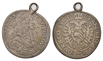 Австрия 15 крейцеров 1683 Леопольд I KM 1170 серебро 1520-1412