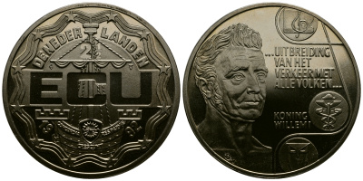 НИДЕРЛАНДЫ 2 1/2 ЭКЮ 1992 КОРОЛЬ ВИЛЬГЕЛЬМ I медно-никель UNC 1527-1215