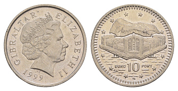 Гибралтар 10 пенсов 1999 KM 776 медно-никель UNC 4660-112