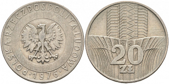 Польша 20 злотых 1976 MW KM 67 медно-никель 69-612