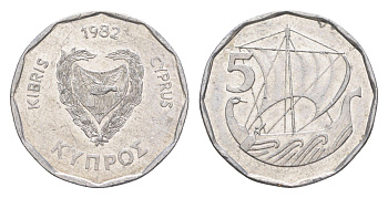 Кипр 5 милей 1982 год-тип KM 50.2 алюминий UNC 4649-1157