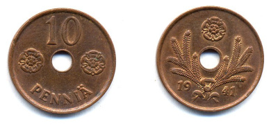 ФИНЛЯНДИЯ 10 ПЕННИ 1941 KM 33.1 медь 51-4926