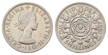 Великобритания 2 шиллинга (флорин) 1967 Елизавета II (1952-2022) KM 906, Spink 4146 медно-никель 4692-423