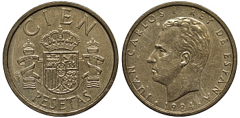 Испания 100 песет 1984 Хуан Карлос I (1975-2014) KM 826 алюминиевая бронза 186-1034