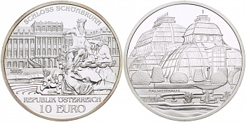 Австрия 10 евро 2003 Дворец Шенбрунн, здание парламента KM 3106 серебро PROOF 1085-5-12