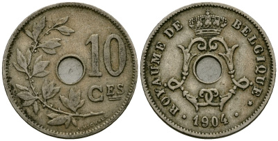 Бельгия 10 сантимов 1904 Belgique KM 52 медно-никель 4172-736