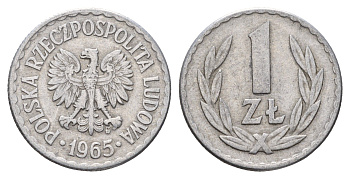 Польша 1 злот 1965 Y 49.1 алюминий 4119-1256