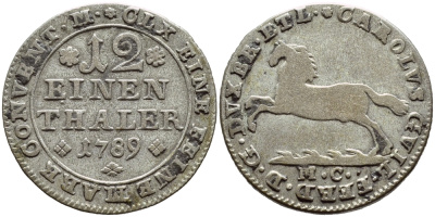 БРАУНШВЕЙГ-ВОЛЬФЕНБЮТТЕЛЬ 1/12 ТАЛЕРА 1789 MC KM 1000 серебро 54-922