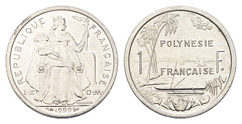 Французская Полинезия 1 франк 1999 KM 11 алюминий UNC 4666-515