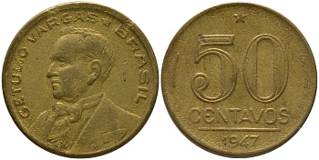 Бразилия 50 сентаво 1947 KM 557a алюминиевая бронза 4575-1042
