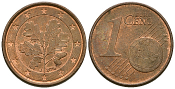 ФРГ 1 евроцент 2016 J KM 207 сталь плакированная медью 4585-116