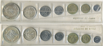 ФРАНЦИЯ НАБОР ИЗ 7 МОНЕТ 1965 В ОРИГИНАЛЬНОЙ КОРОБКЕ KM SS 2 UNC 4-2-1