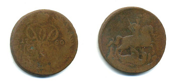 РОССИЯ 1 КОПЕЙКА 1760 медь 61-757