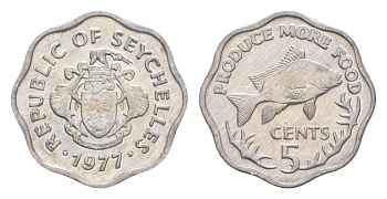 Сейшельские острова 5 центов 1977 FAO, рыба KM 131 алюминий  UNC  M68-15