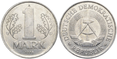 ГДР 1 марка 1975 A KM 35.2 алюминий 4139-111