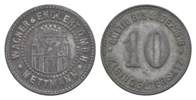 Меттман 10 пфеннигов 1918 Men05 16676.5, Men18 20934.5 цинк 4511-147
