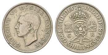 Великобритания 2 шиллинга (флорин) 1948 Георг VI (1936-1952) KM 865, Spink 4102 медно-никель 4183-235