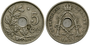 Бельгия 5 сантимов 1931 Belgie KM 67 медно-никель 4173-333