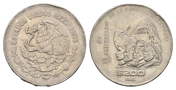 Мексика 200 песо 1985 75 лет Революции KM 510 медно-никель 4661-1212