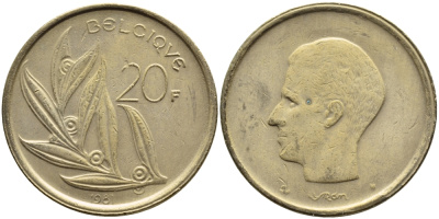 Бельгия 20 франков 1981 Belgique, Бодуэн I (1951-1993) KM 159 никель бронза 4364-3515