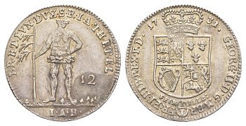 Брауншвейг-Каленберг-Ганновер 12 мариенгрошей (1/3 талера) 1731 IAB, дикарь, Георг II (1727-1760), из коллекции Ричарда Б. Смита Smith 123, Welter 2600, KM 255 серебро 1525-1022