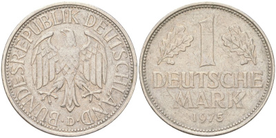 ФРГ 1 марка 1975 D KM 110 медно-никель 4143-137