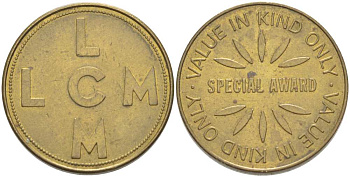 АНГЛИЯ ЖЕТОН ND LCM, ДИАМЕТР 24,66 ММ. латунь 217-656