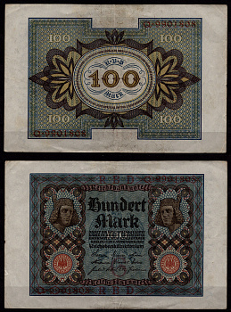 Германия 100 марок 1920 «Бамбергский всадник» (Bamberger Reiter) из оперы «Купол Бамберга» Pick 69 a бумага 7547-28-2-2