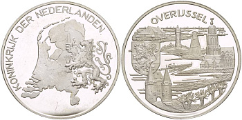 НИДЕРЛАНДЫ МЕДАЛЬ ND СЕРИЯ ПРОВИНЦИИ НИДЕРЛАНДОВ, ОВЕРЭЙСЕЛ, ДИАМЕТР 38 ММ., ВЕС 25,04 ГР. серебро PROOF 1088-5-23