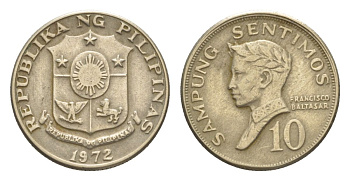 Филиппины 10 сентимо 1972 KM 198 медно-никель 4632-128