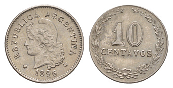 Аргентина 10 сентаво 1896 KM 35 медно-никель 1519-814