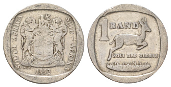 ЮАР 1 ранд 1992 KM 138 медь плакированная никелем 4627-236