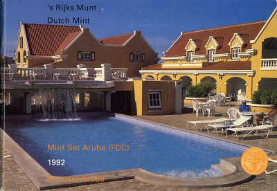 Аруба официальный набор из 6 монет 1992 в оригинальном буклете, с жетоном монетного двора KM MS7 UNC 2-5-2-36