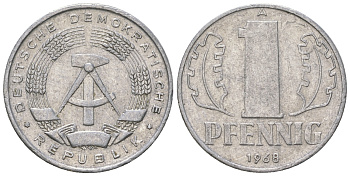 ГДР 1 пфенниг 1968 А КМ 8.1 алюминий 4615-1237