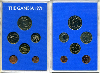 Гамбия набор из 6 монет 1971 в пластике KM PS 3 (KM 8-13) PROOF 4-4-1-2
