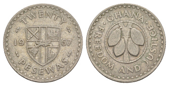 Гана 20 песев 1967 KM 17 медно-никель 4153-1025