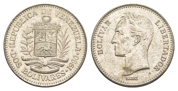 Венесуэла 2 боливара 1990 Симон Боливар Y 43a сталь плакированная никелем 4583-423