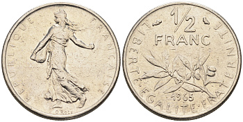 Франция 1/2 франка 1965 сеятель KM 931, Le Franc 198.3 никель    4169-145
