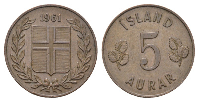 Исландия 5 эйре 1961 KM 9 бронза 4591-142