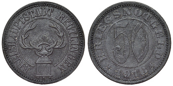 Германия, Ройтлинген 50 пфеннигов 1918 Баден-Вюртемберг, нотгельд Funck 446.1b цинк 4121-314