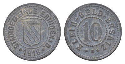 Эхинген (Эинген) 10 пфеннигов 1918 Funck 110.1, Men05 6164.1, Men18 7742.1 цинк 4448-846