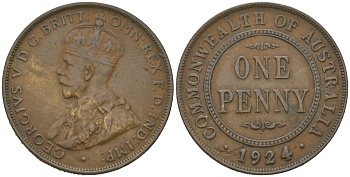 Австралия 1 пенни 1924 Георг V (1910-1936) KM 23 бронза 88-612