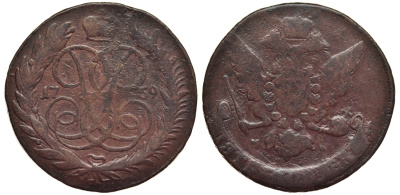 Россия 5 копеек 1759 ММ, Елизавета Петровна (1741-1762), Петров 1 рубль Биткин 388 R медь 1103-1-53