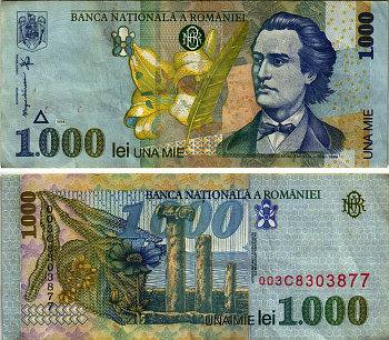 Румыния 1000 леев 1998 Михай Эминеску, форт Истрии Pick 106 бумага 7215-55-2-1