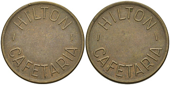 НИДЕРЛАНДЫ КОФЕЙНЫЙ ЖЕТОН HILTON "CAFETARIA", ДИАМЕТР 23,5 ММ. латунь 4573-433