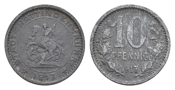 Хаттинген 10 пфеннигов 1917 Funck 196.1, Men05 11022.1, Men18 13812.1 цинк 4643-969