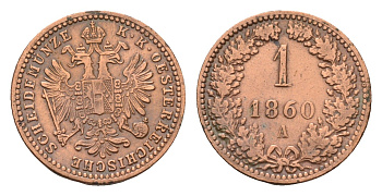 Австрия 1 крейцер 1860 A KM 2186 медь 71-1556